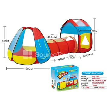 3-in-1 Play Tent with Tunnel and Crawl Tube (995-7011C)