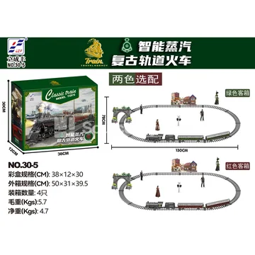 Electric Plastic Vintage Train Set with Lights, Sound, and Smoke