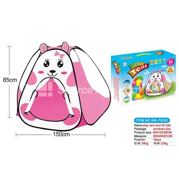Cartoon Rabbit 6-Sided Play Tent with 50 pcs 6 cm Ocean Balls