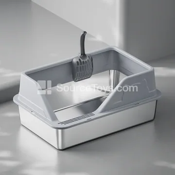 Side-Entry Slanted Stainless Steel Litter Box