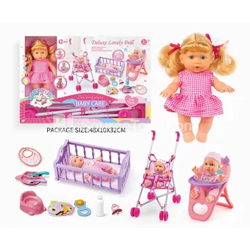 9-inch Doll 3-in-1 Set (Stroller, Cradle, High Chair)