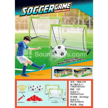 Green Two-Door Soccer Goal (White Net) Sports Outdoor