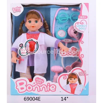 14" Vinyl Doll with 12 Sounds and Doctor Pretend-Play Set