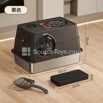 Side-Opening Fully Enclosed Stainless Steel Cat Litter Box