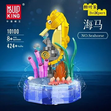 DIY Assembly Building Blocks Light & Music Underwater World with Light-up Seahorse Music Box Set