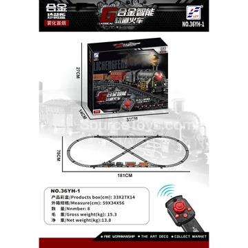 Remote Control Alloy Train Set with Light, Sound, Smoke & Steam Effects