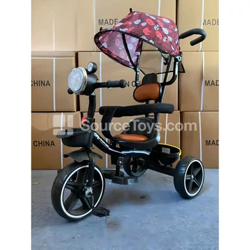 Children's Tricycle with Push Handle and Sunshade