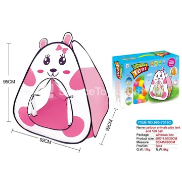 Cartoon Rabbit Play Tent with 100 Ocean Balls