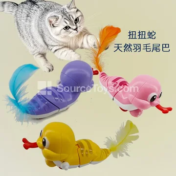Wind-Up Cat Toy - Wiggly Snake with Feathers
