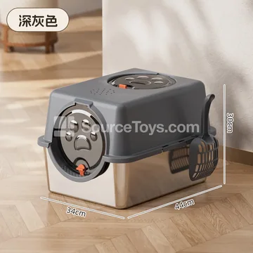 Fully Enclosed Stainless Steel Cat Litter Box