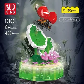 DIY Assembly Building Blocks Light & Music Ocean World Set with Light-up Ladybug Music Box