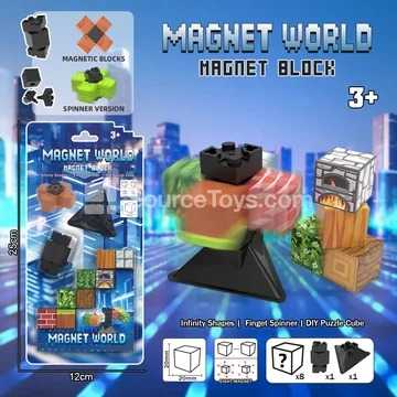 8PCS Magnetic Building Blocks with Fidget Spinner & Tripod
