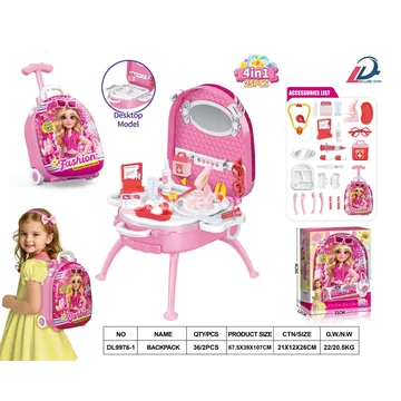 4-in-1 Rolling Suitcase Alloy Backpack Set Fashion Doll Doctor