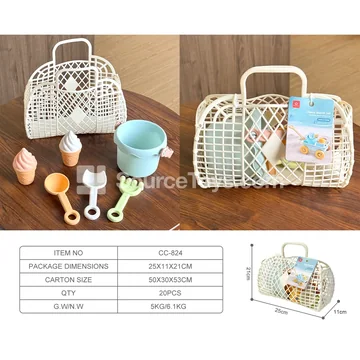 Soft Plastic Beach Toy Set with Carrying Basket