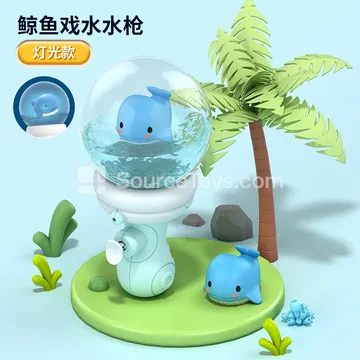 Transparent Cartoon Pet Summer Water Spray Floating Water Gun / Blue Whale (Light Sensor, Lights Up in Water) Window Box