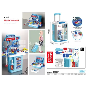 4-in-1 Doctor Kit Rolling Suitcase with Lights & Sounds