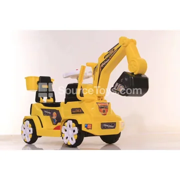 Electric Ride-On Excavator with Walking and Manual Digging (Yellow, Blue, Orange)
