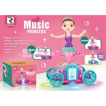 Electric Music Pumpkin Carriage Mermaid Princess Doll