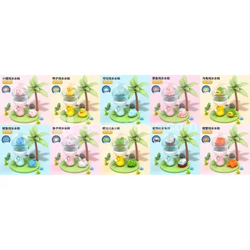 Transparent Cartoon Pet Water Play Spray Floating Bottle Water Gun, 10 Styles, Random 3 Styles Assorted, Light Sensor, Water-Activated LED, 6pcs Display Box