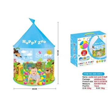 Cartoon Happy Zoo Play Tent with 25 Ocean Balls
