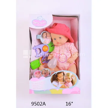 Realistic Vinyl Figure Doll 16 inch Peeing Doll Striped Set (12 Sound IC)