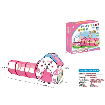2-in-1 Cartoon Rabbit Tent Playhouse with Tunnel Crawl Tube (995-7043B)