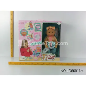 14-inch Vinyl Doll with Drinking & Wetting Sound, High Chair & Potty Accessories