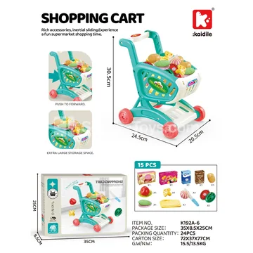 Pretend-Play Shopping Cart with Fruit Set
