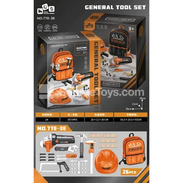 Pretend-Play Educational Angle Grinder Tool Set with Backpack