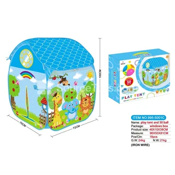Cartoon Zoo Play Tent with 50 Ocean Balls