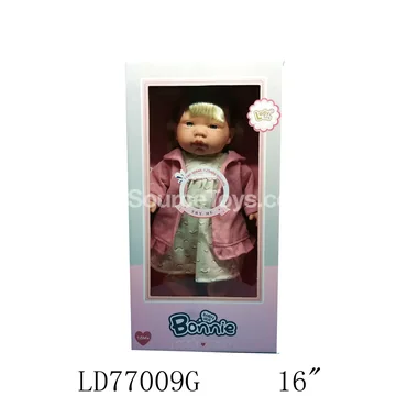 16" Vinyl Doll with 12 Sounds, Fabric Body, Dress