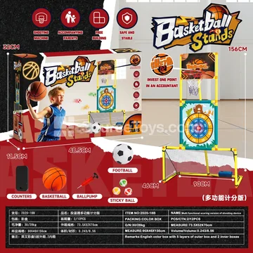 Multifunctional Basketball Hoop with Scoreboard  Indoor Pretend-Play Assembly Set
