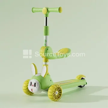 Cartoon Bunny Ride-On Scooter with Seat (Green/Blue/Magenta)