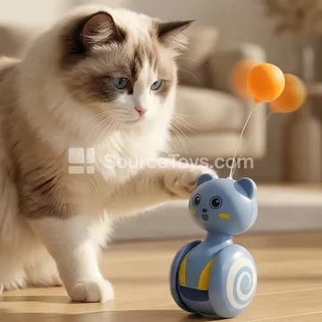 Cat Ball Toy with Ping Pong Ball, Interactive Wobble Toy