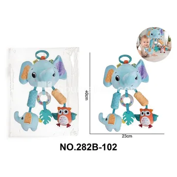 Educational Baby Crib Hanging Plush Elephant Toy Set with Bell