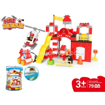 Fire Station Building Block Set, 89 Pieces (2852B4)