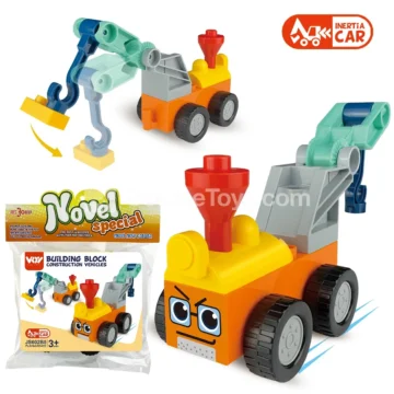 Friction-Powered Crane Building Block Toys, 6 Assorted Designs (JS602C5)