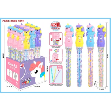 Multi-Hole Unicorn Bubble Wand with 3 Brushes