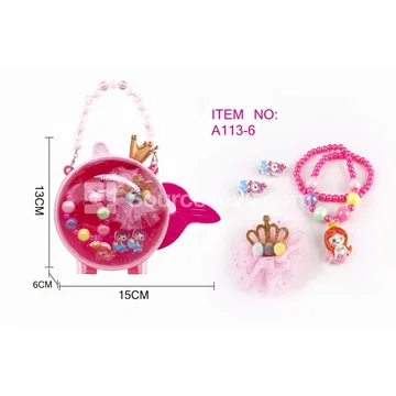 Crown Handle Bag Jewelry Mermaid Set / Necklace / Hair Tie / Hair Clip Pretend-Play Role-Play Toy