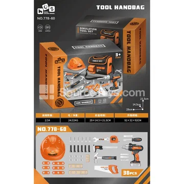 Pretend Play Electric Drill Tool Set with Storage Bag