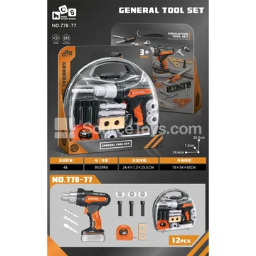 Pretend Play Tool Set with Electric Drill in Carry Case