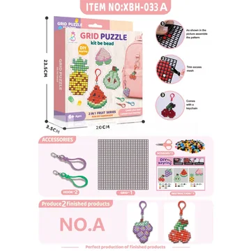 Fruit Grid DIY Fuse Bead Keychain Pendant (XBH-033A)