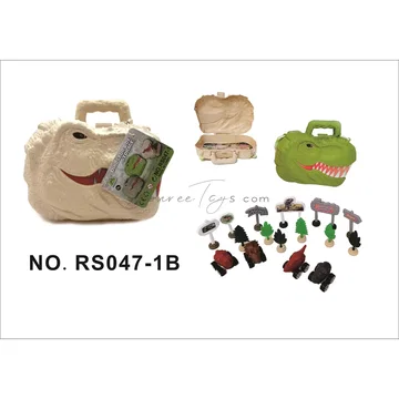Dinosaur Head Storage Box with Car Set 3 Colors Assorted
