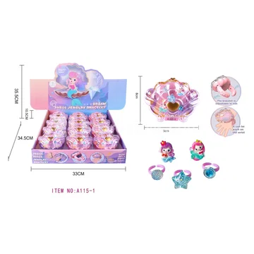 Girls Fashion Jewelry Watch Set with Mermaid Theme, 12pcs/Box