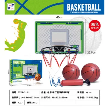 Portable Indoor/Outdoor Basketball Hoop with Lights (2 Balls) Light Green