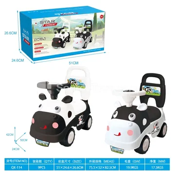 Ride-on Scooter with BB Whistle Steering Wheel and Backrest