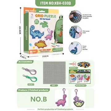 Dinosaur Grid DIY Fuse Bead Keychain Pendant