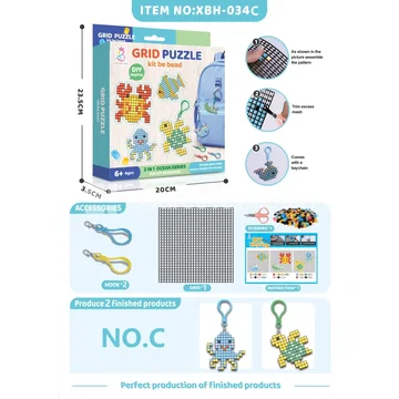 Ocean Animal Grid DIY Fuse Bead Keychain Pendant