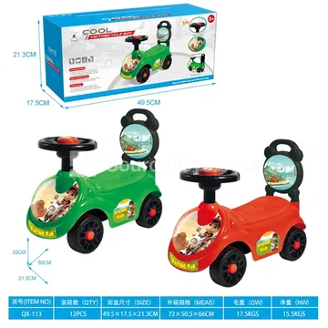 Scooter Ride-On with BB Whistle Steering Wheel and Backrest